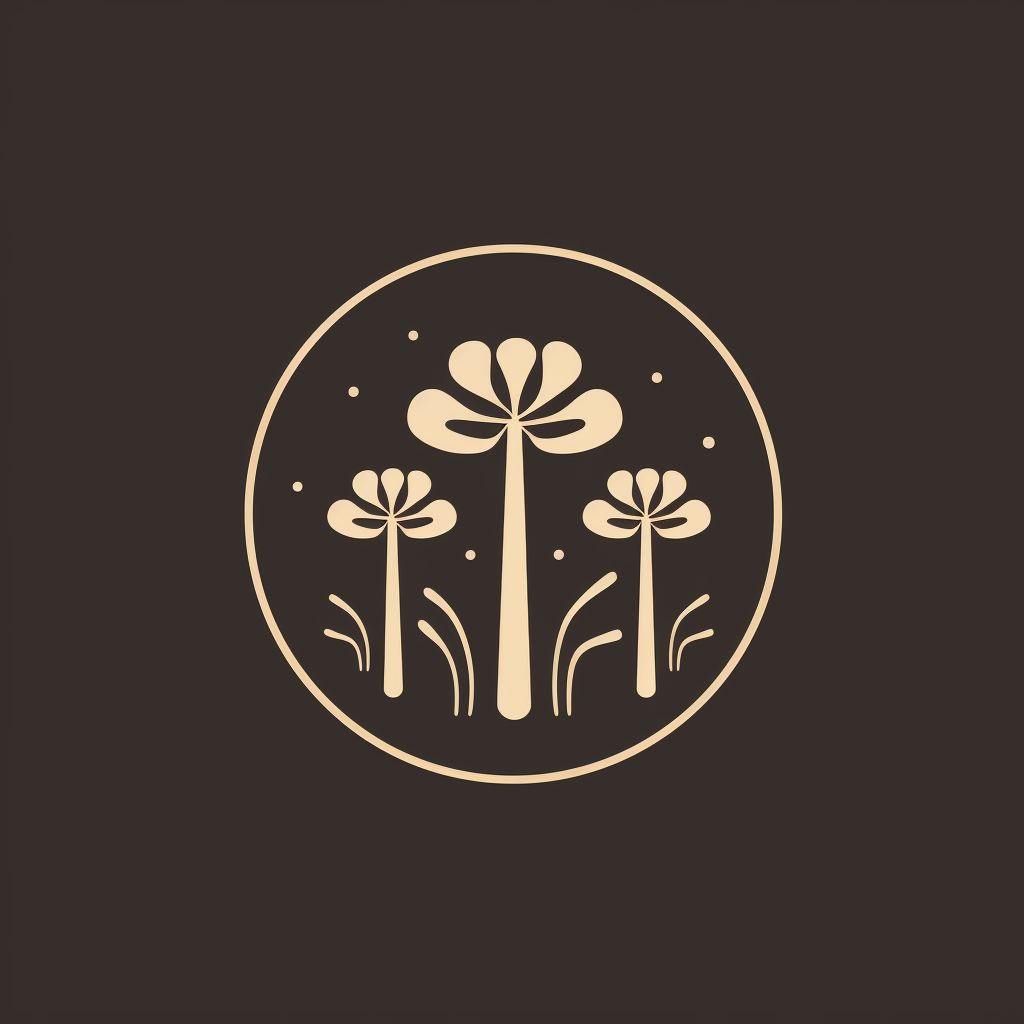 Glowing ancient herbs logo with magical fungi