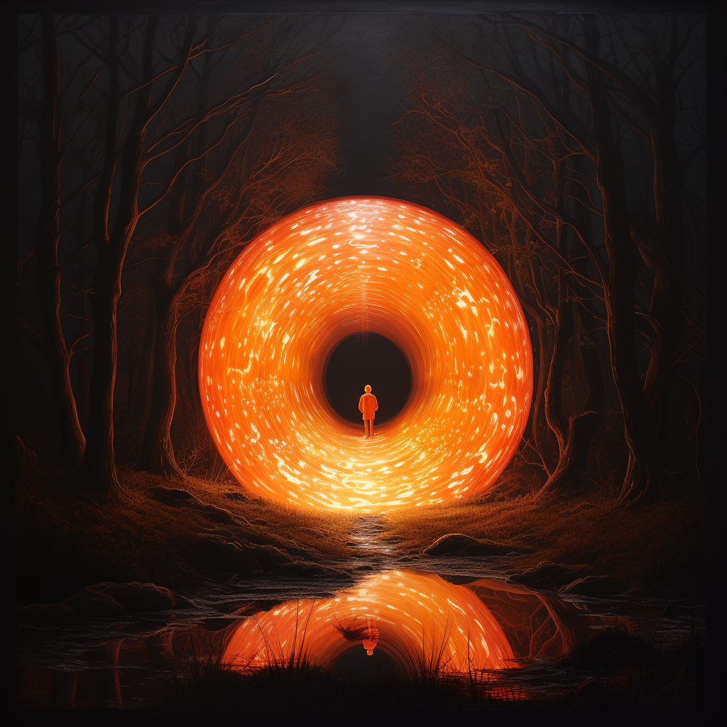 Glowing Circle on Orange Background