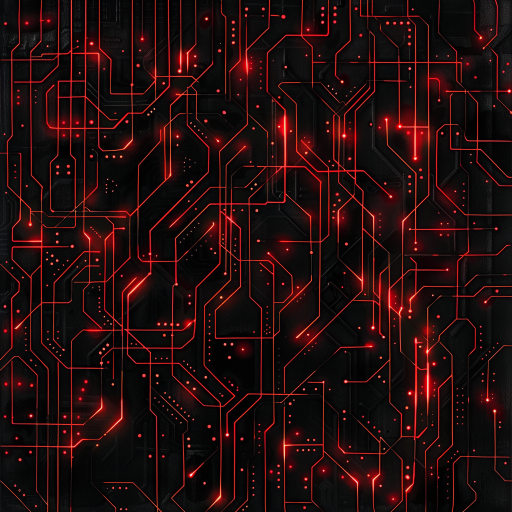 Red glowing circuitry design pattern