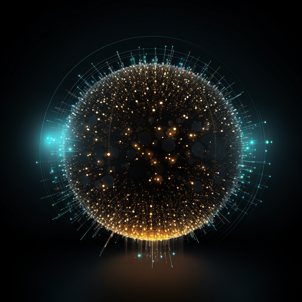 Glowing data sphere on black background