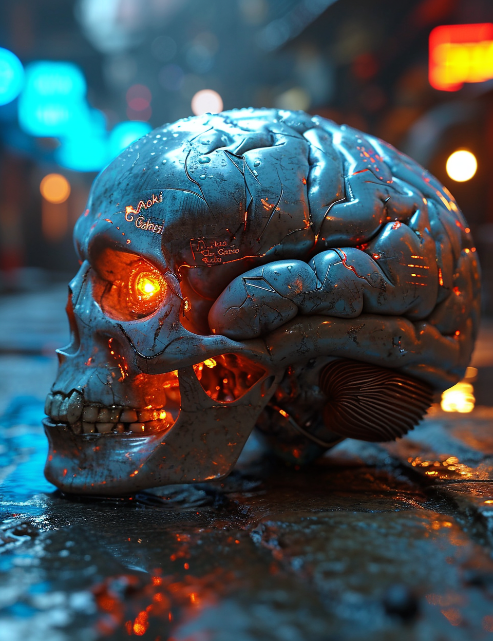 Glowing cybernetic brain for Aoki Games & Gala