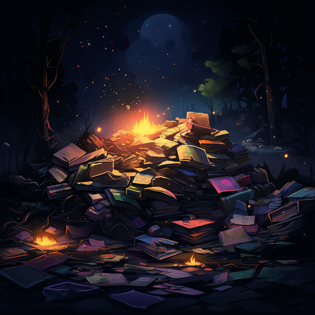 Pile of Glowing Garbage on Dark Background