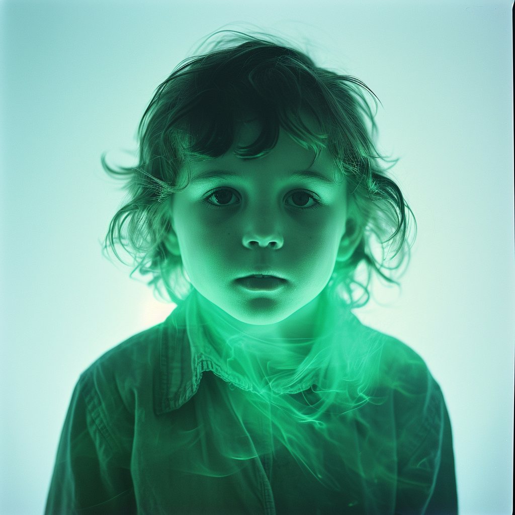 Child glowing green from radiation