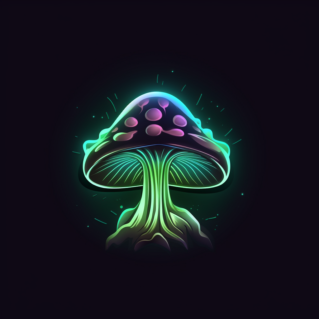 Glowing green psylo mushroom logo