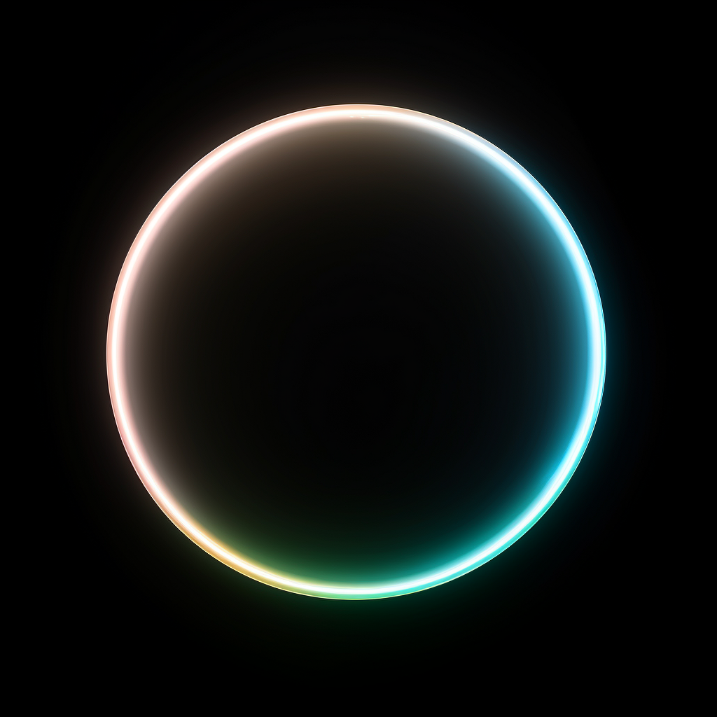 Iridescent circle on black background