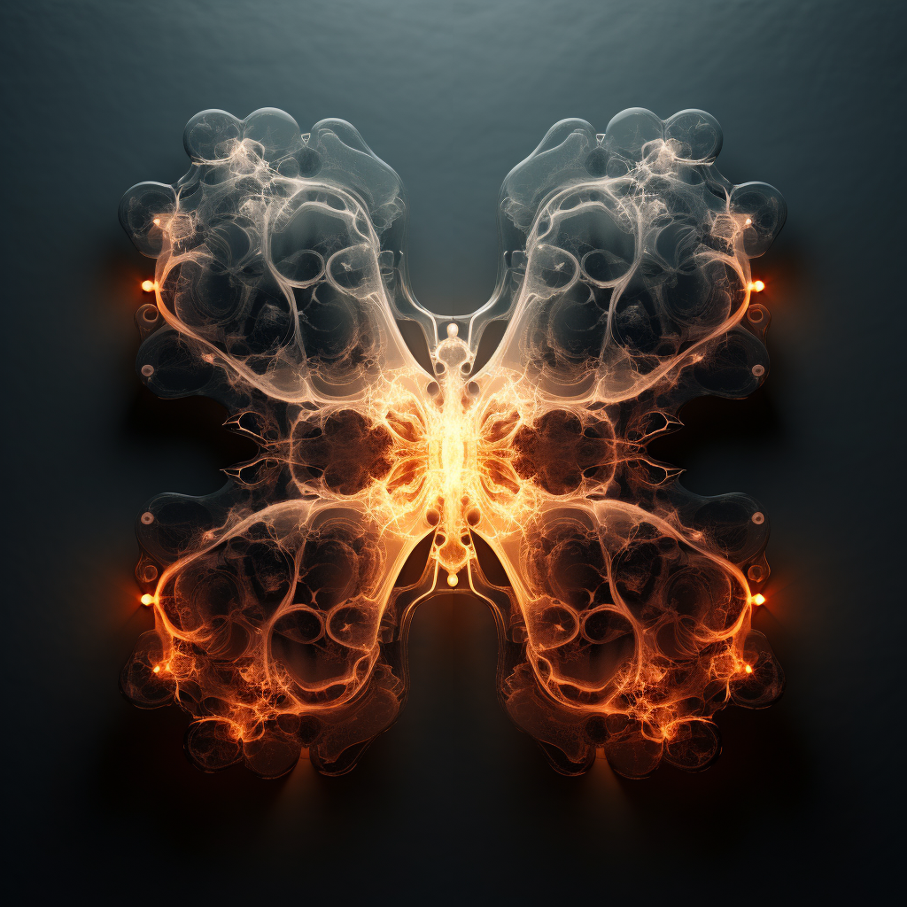 Futuristic glowing LED rorschach organism