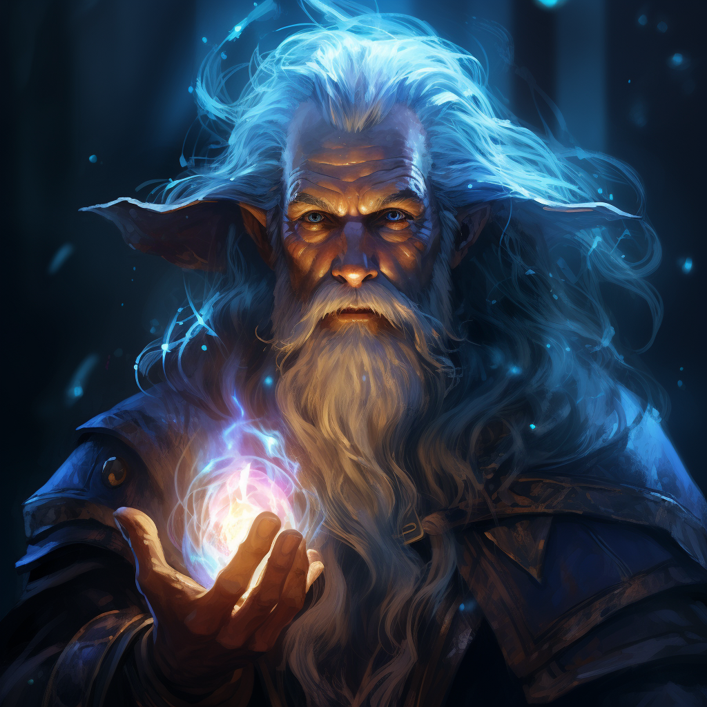 Fantasy wizard with glowing light face