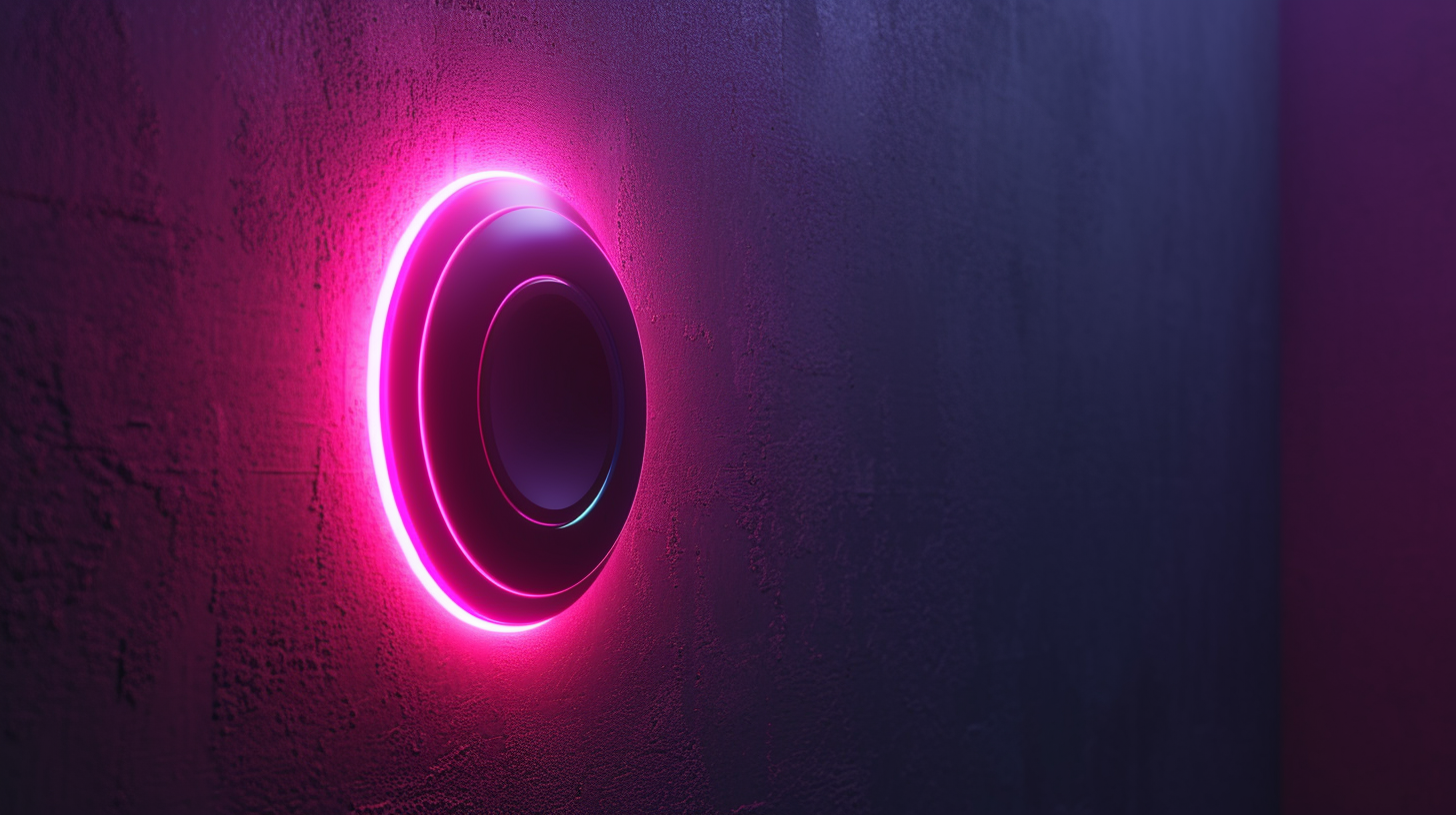 Wall-mounted glowing magenta light 3D object