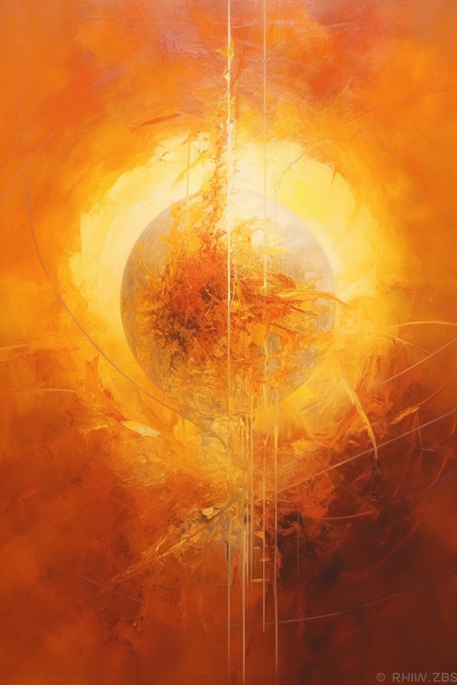 Meditative and Biblical Glowing Orange Sphere with Swirling Details