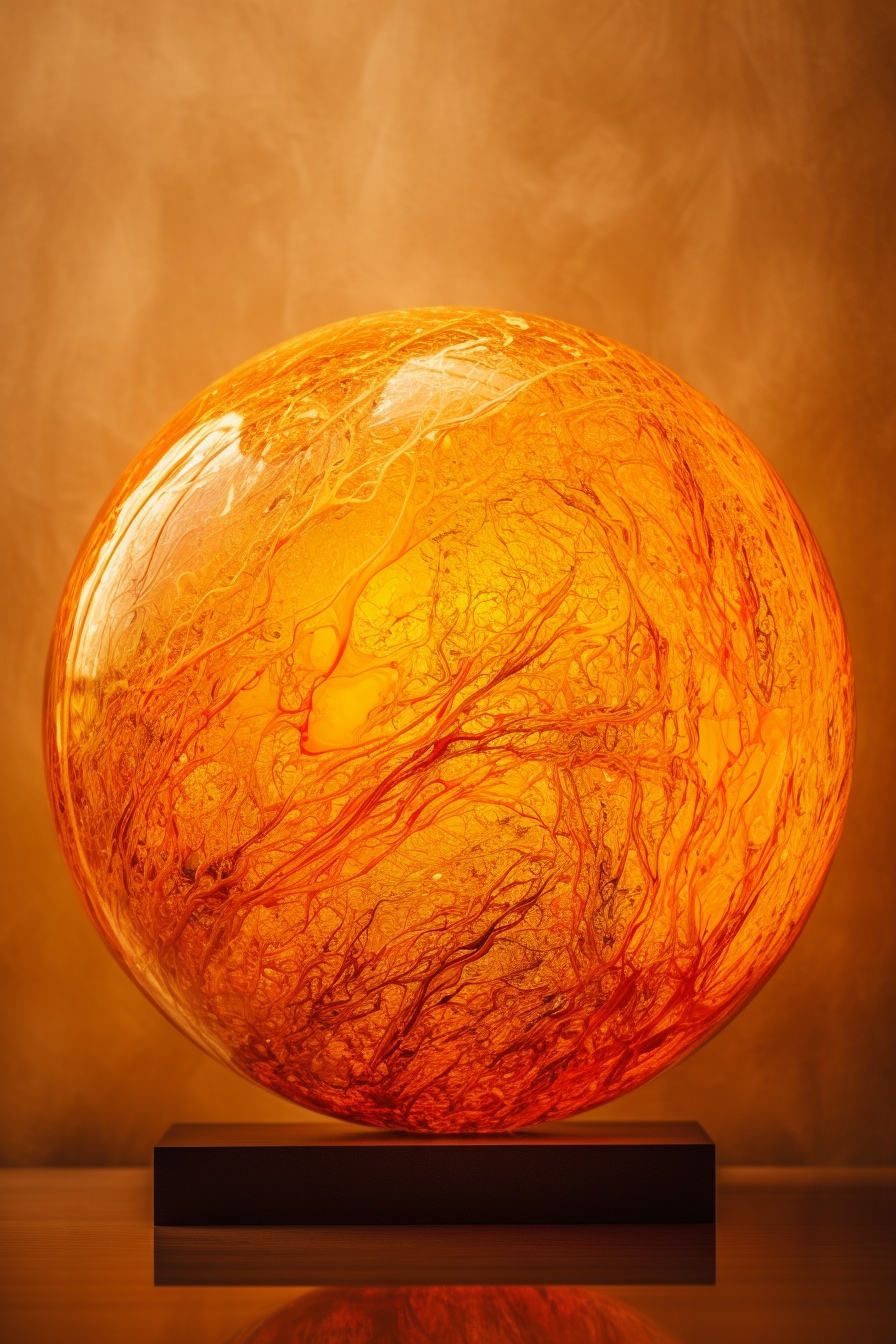 Beautiful Swirling Details Inside Warm Orange Sphere