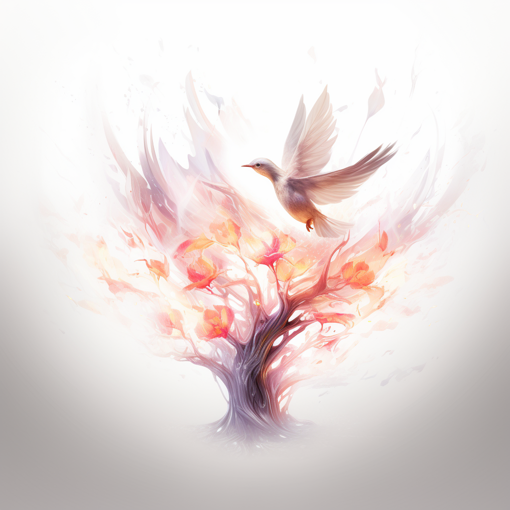 Glowing spirit blossom flying away fantasy