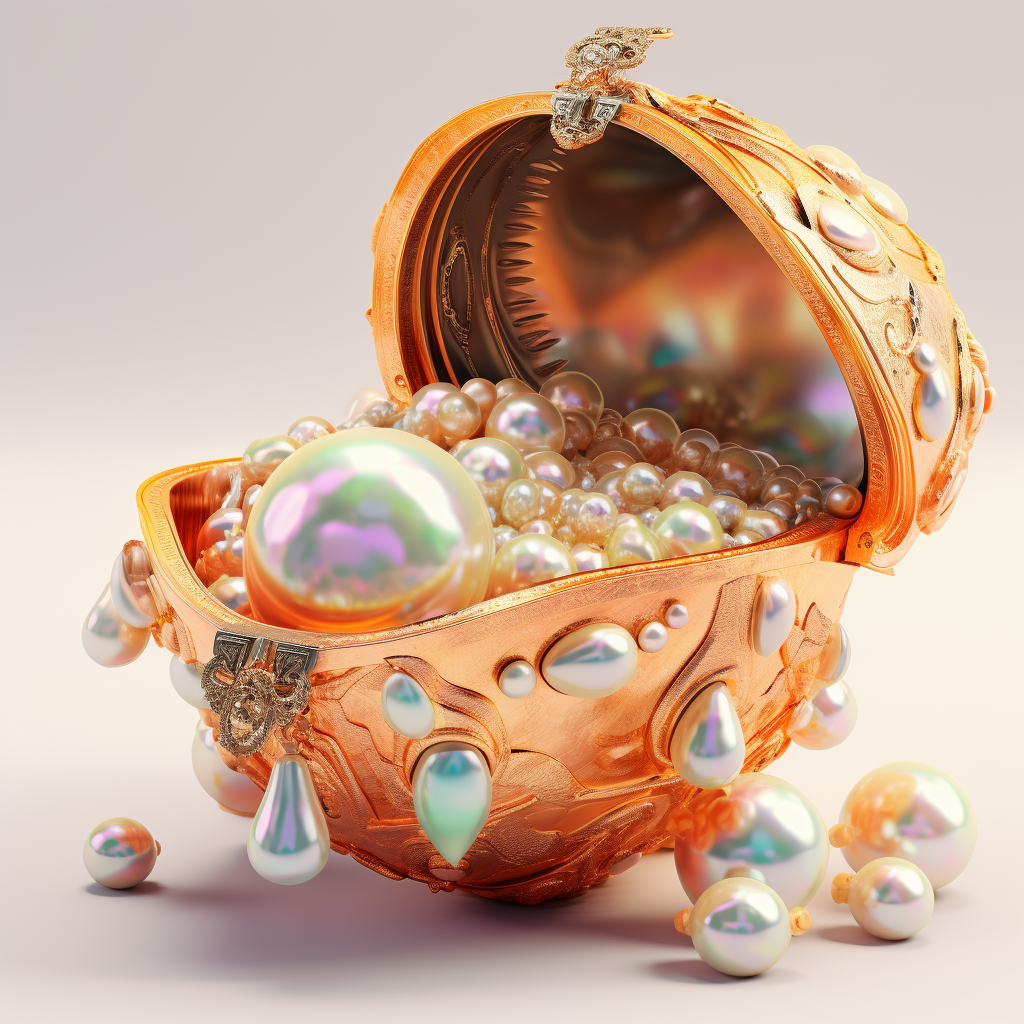 Glowing treasure chest with big pearls