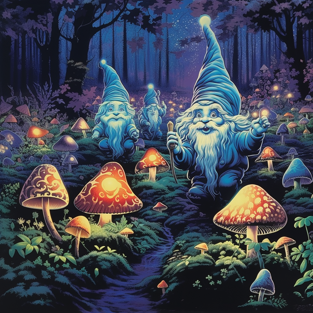 Gnome Army Black Light Poster