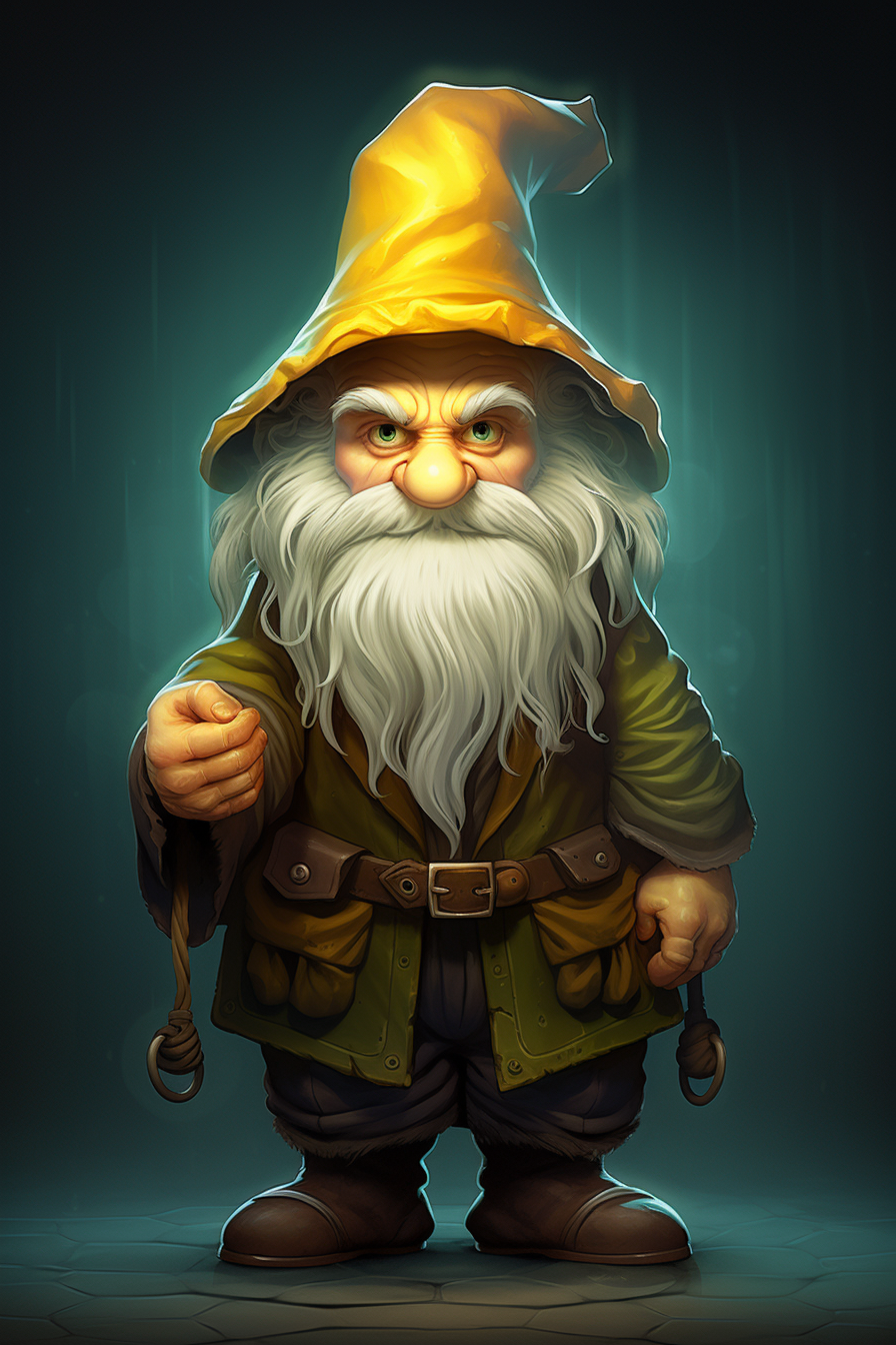 Illustration of male gnome sorcerer with yellow hair