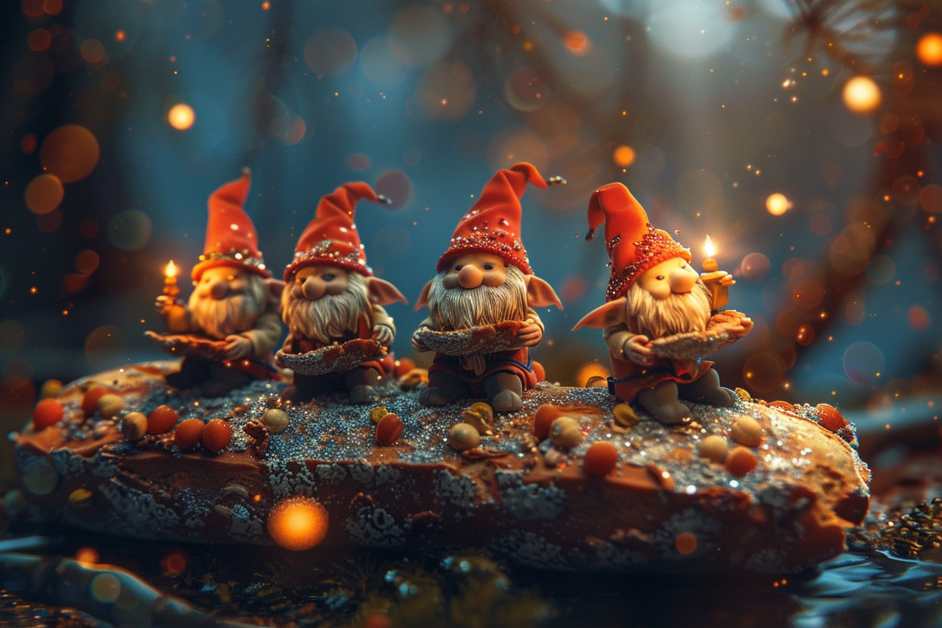 Little Gnomes Dancing Bread Fantasy