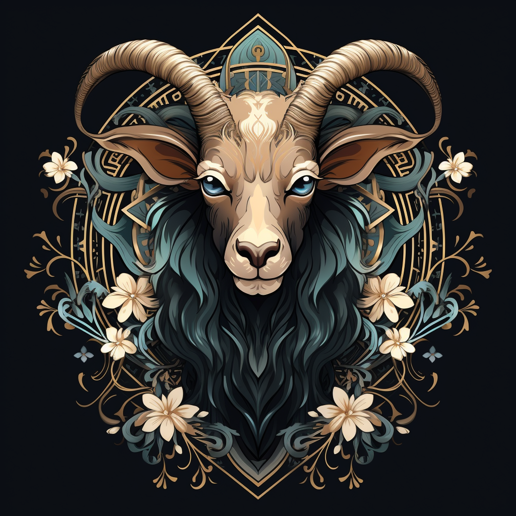 Art Nouveau goat illustration