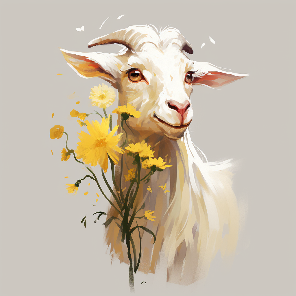 Goat eating flower photo