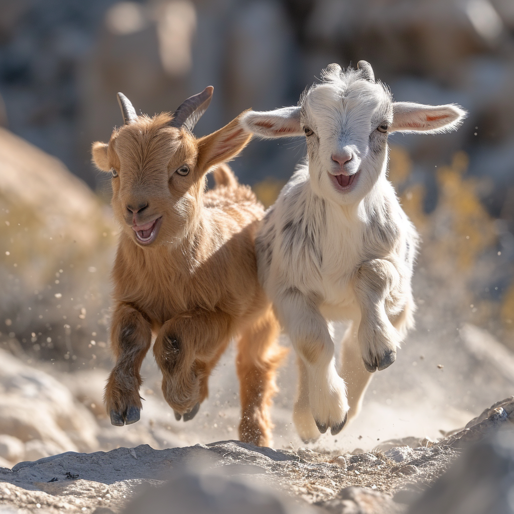 Goat running in desert