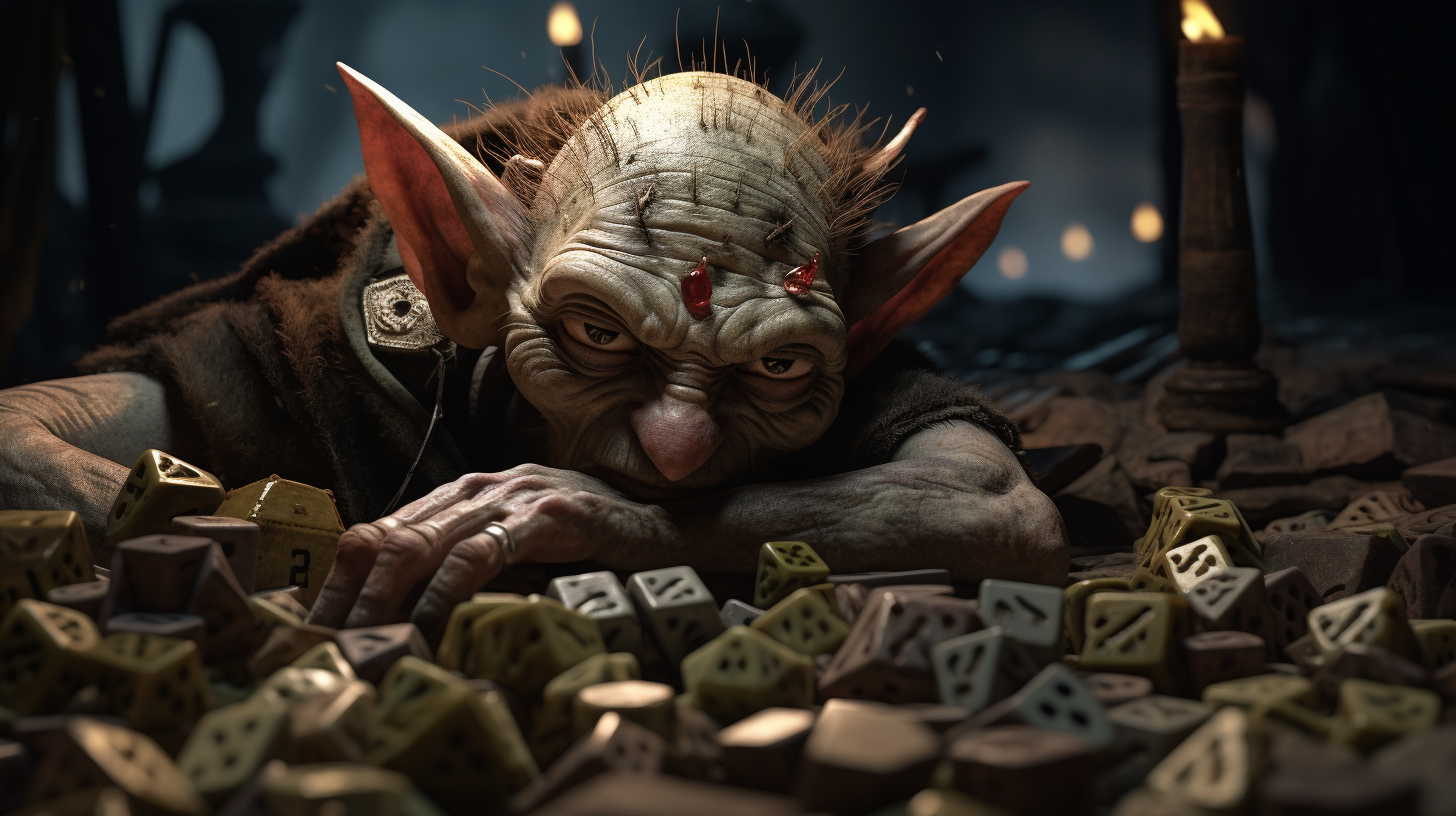 Goblin in Dice Pile - D&D Fantasy