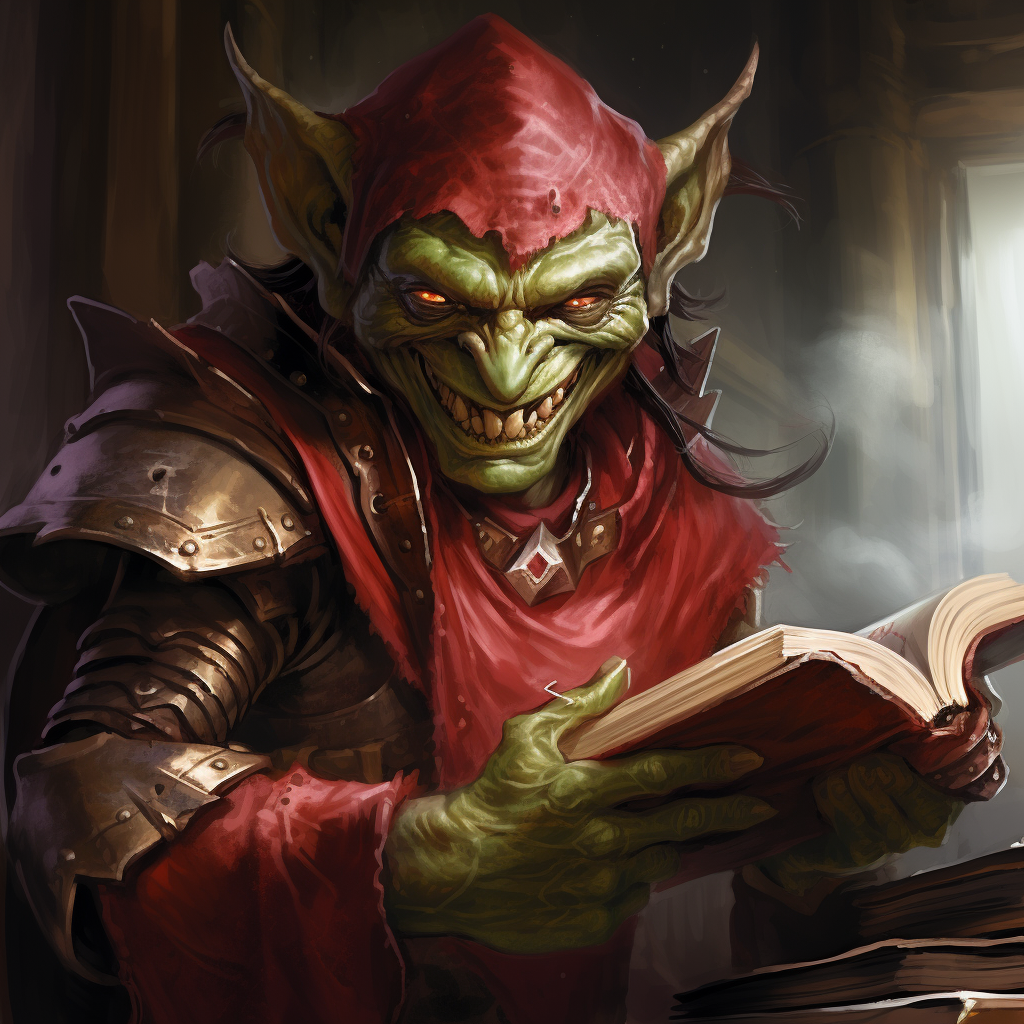 Goblin Fighter Wizard with Rapier and Magic Book