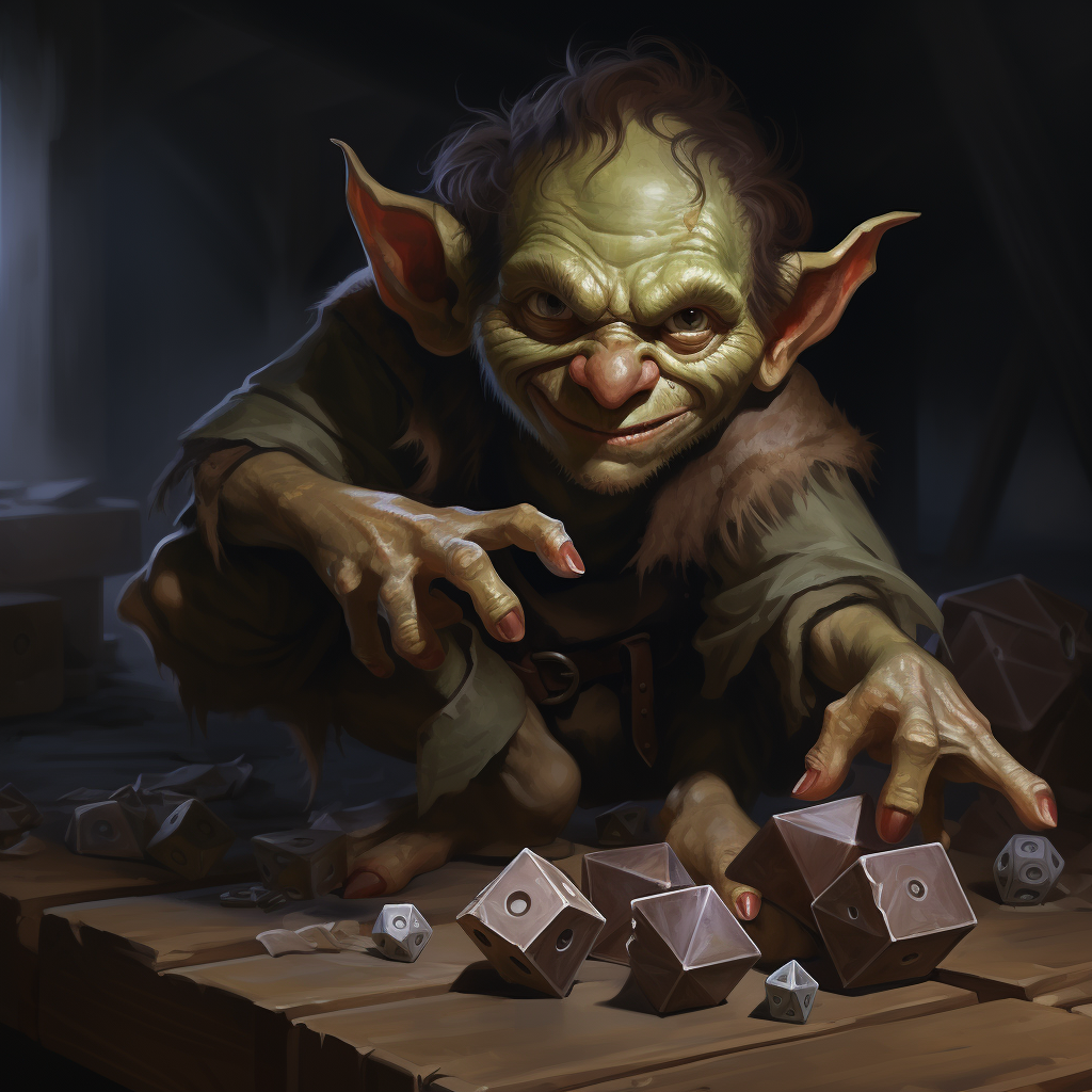 Goblin throwing dice DND style