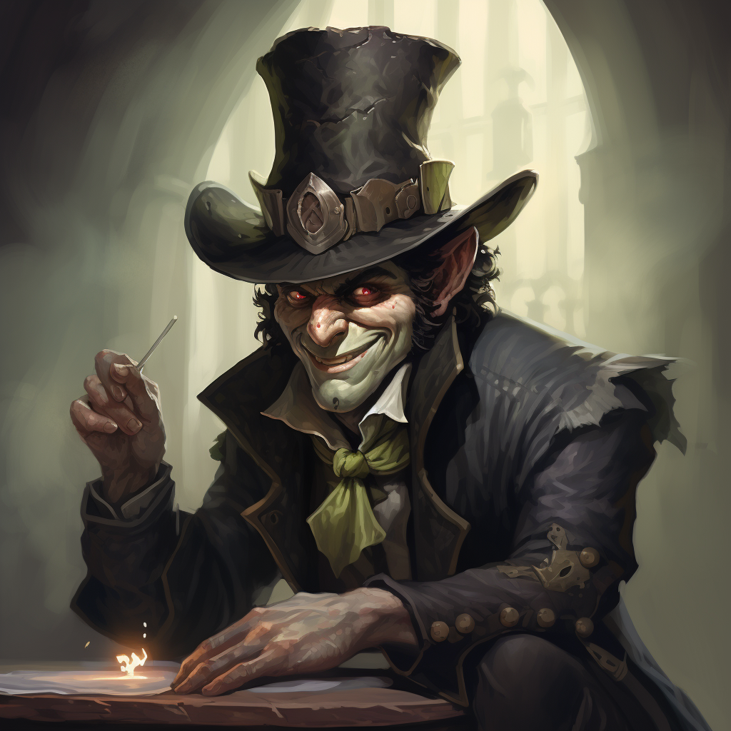 Goblin wearing rounded top bowler hat