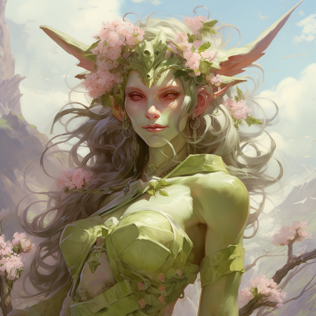 Beautiful Goblin Goddess with Flower Blossoms