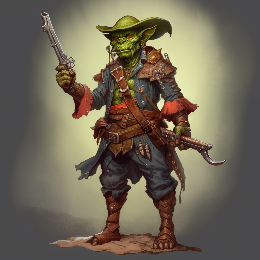 Goblin pirate with pistol and saber