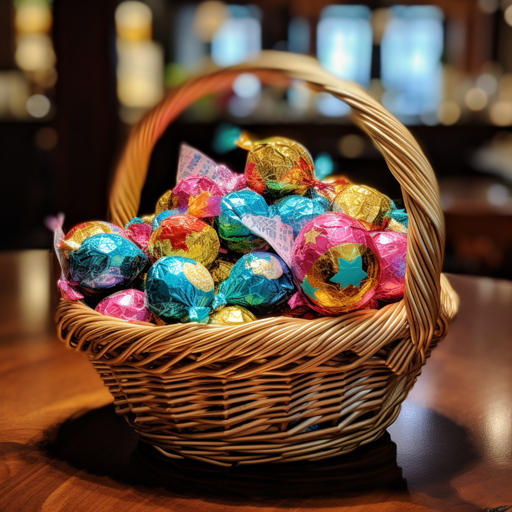 Colorful Gobstopper in Basket