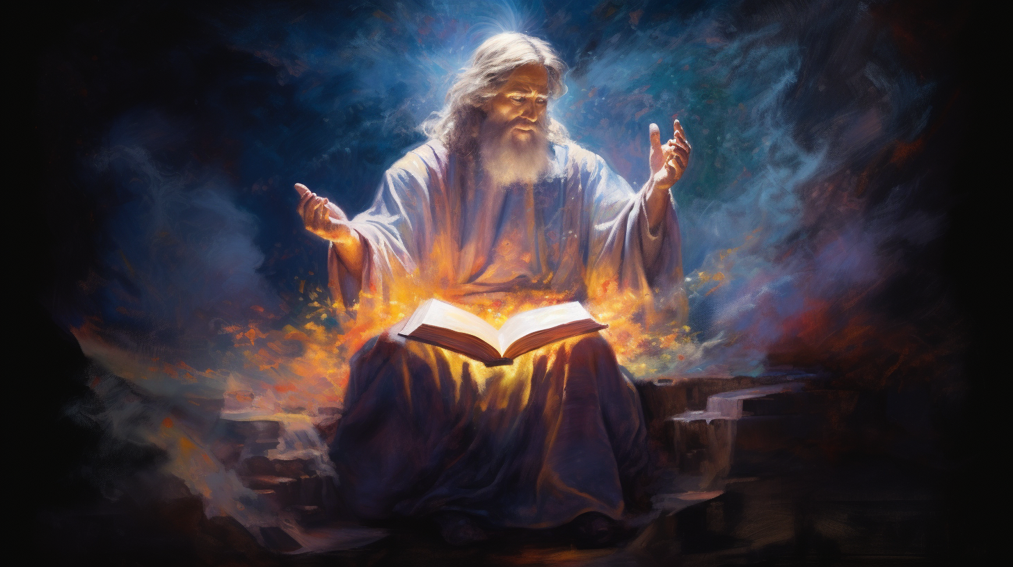 God in Bioluminescent Clothing with Bible