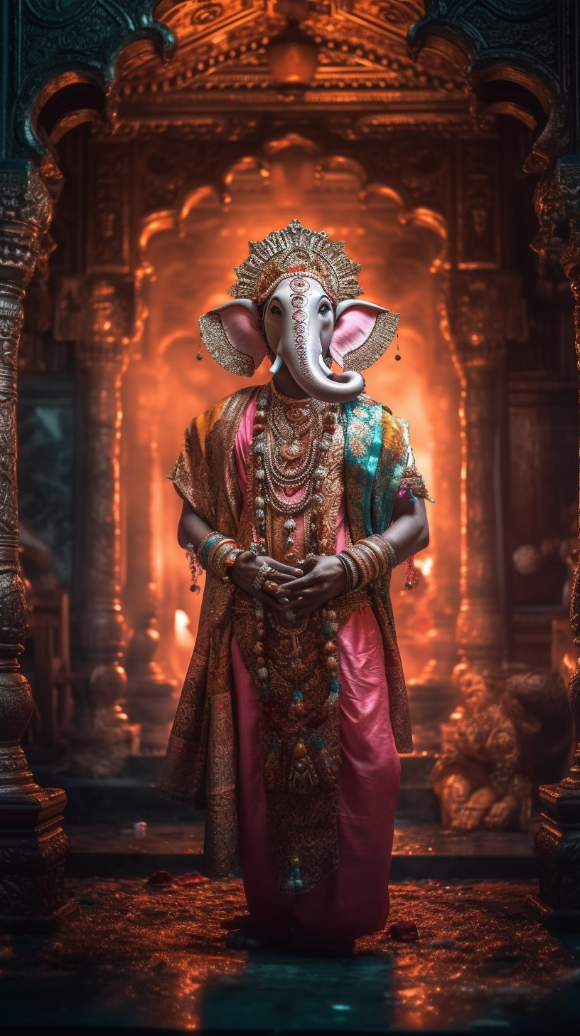 Full body portrait of God Ganesha