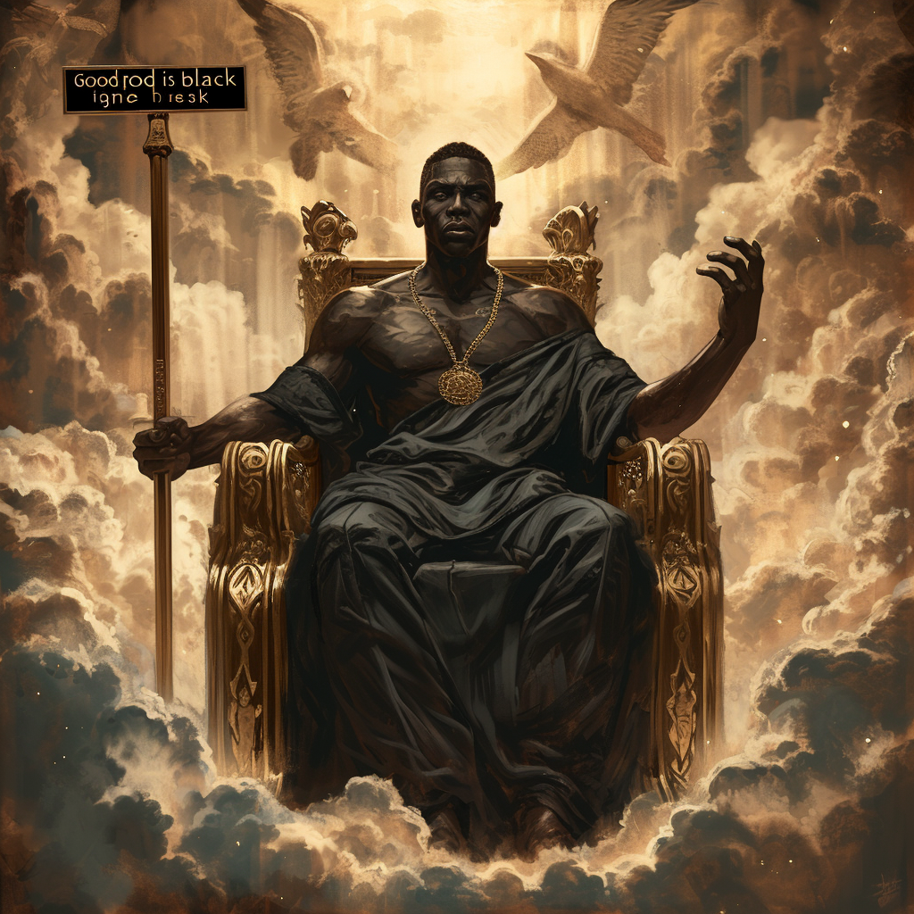 God on the Throne, Sign Saying 'God Is Black'