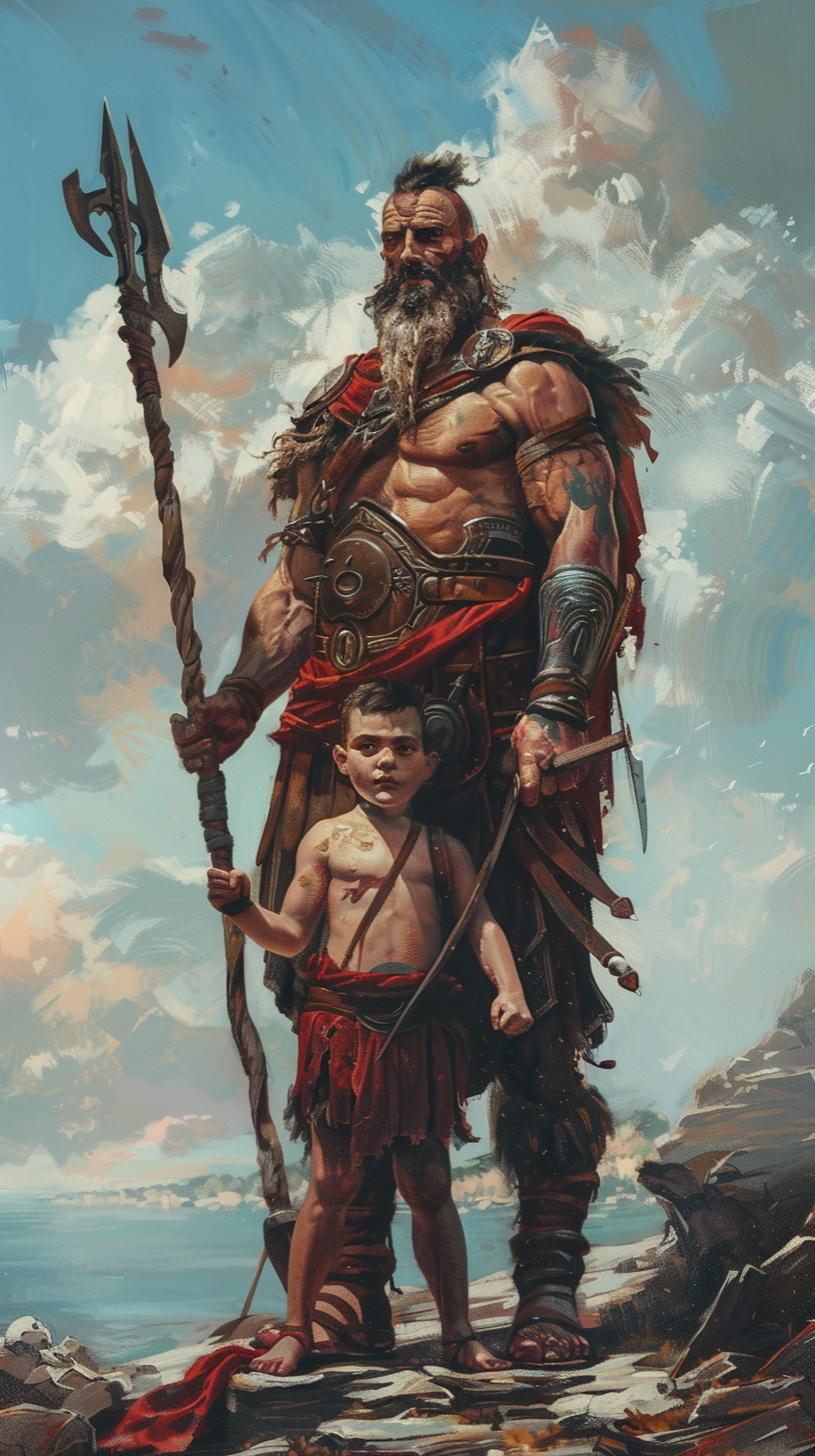 God of War with Son and Tools