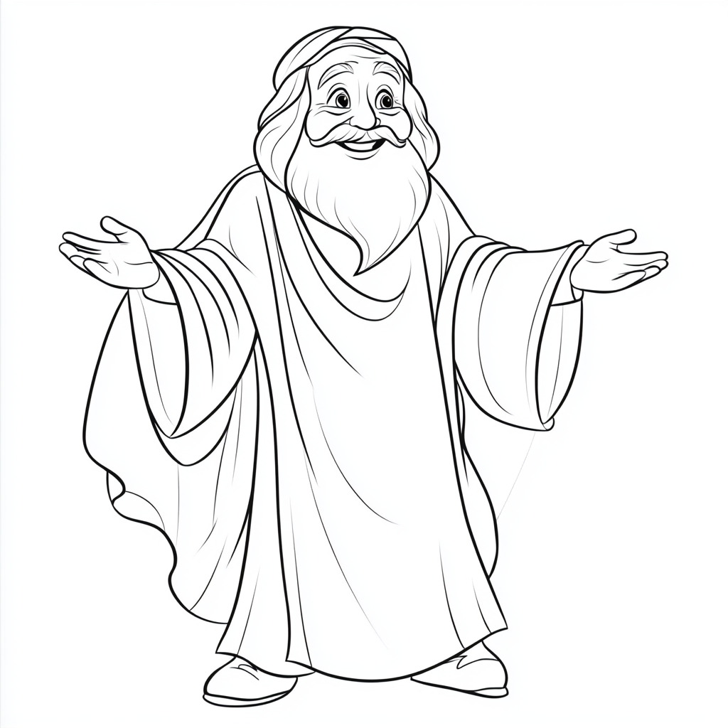 Elderly God Welcoming Children Coloring Page