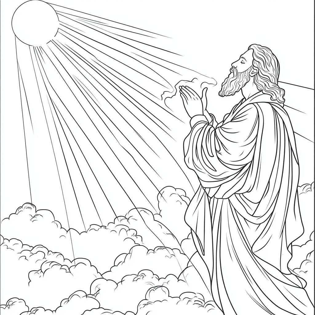 Cartoon Coloring Page of God Creating Light