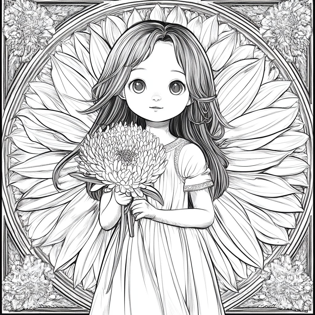 Goddess Chrysanthemum Coloring Page Kids