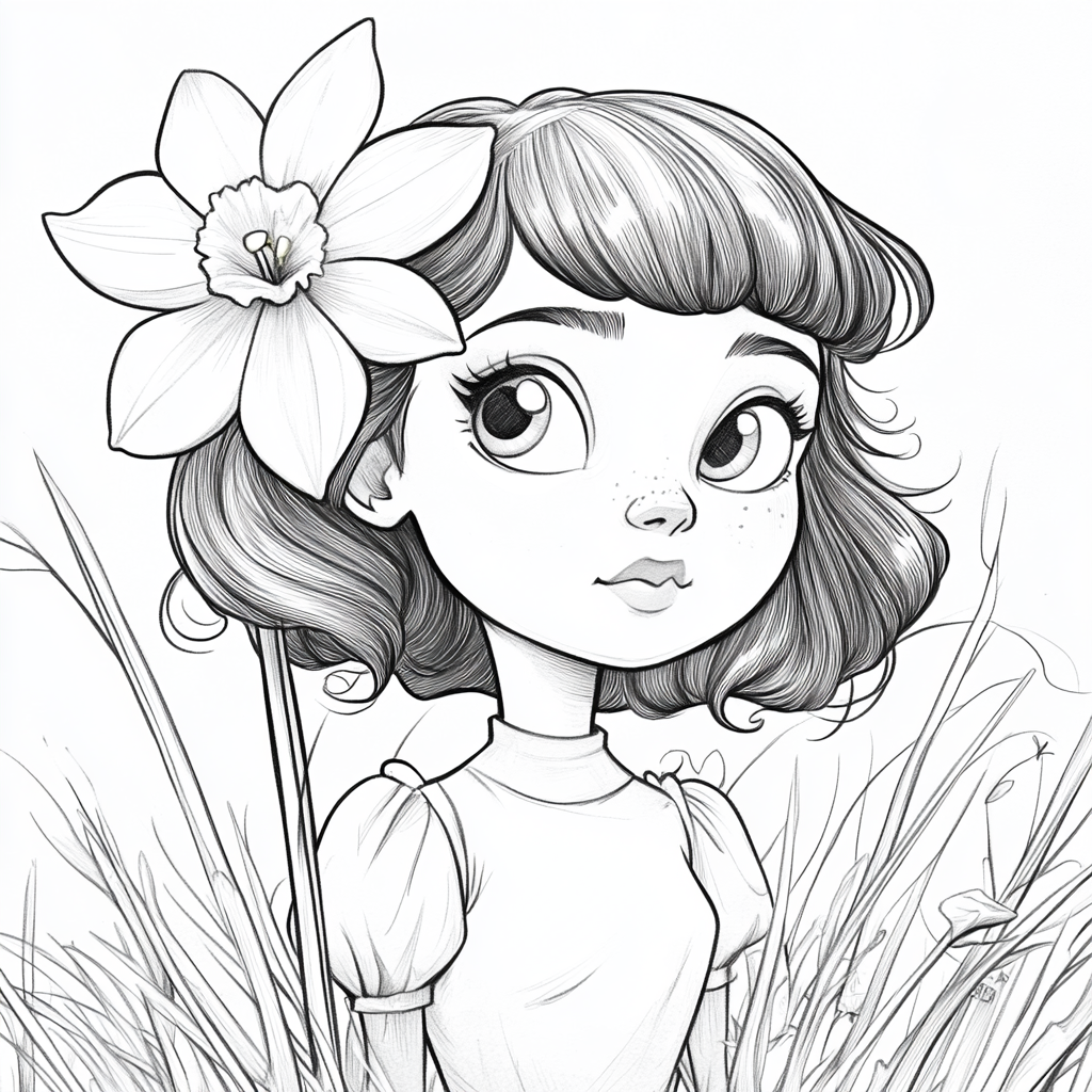 Goddess Daffodil Coloring Page Image