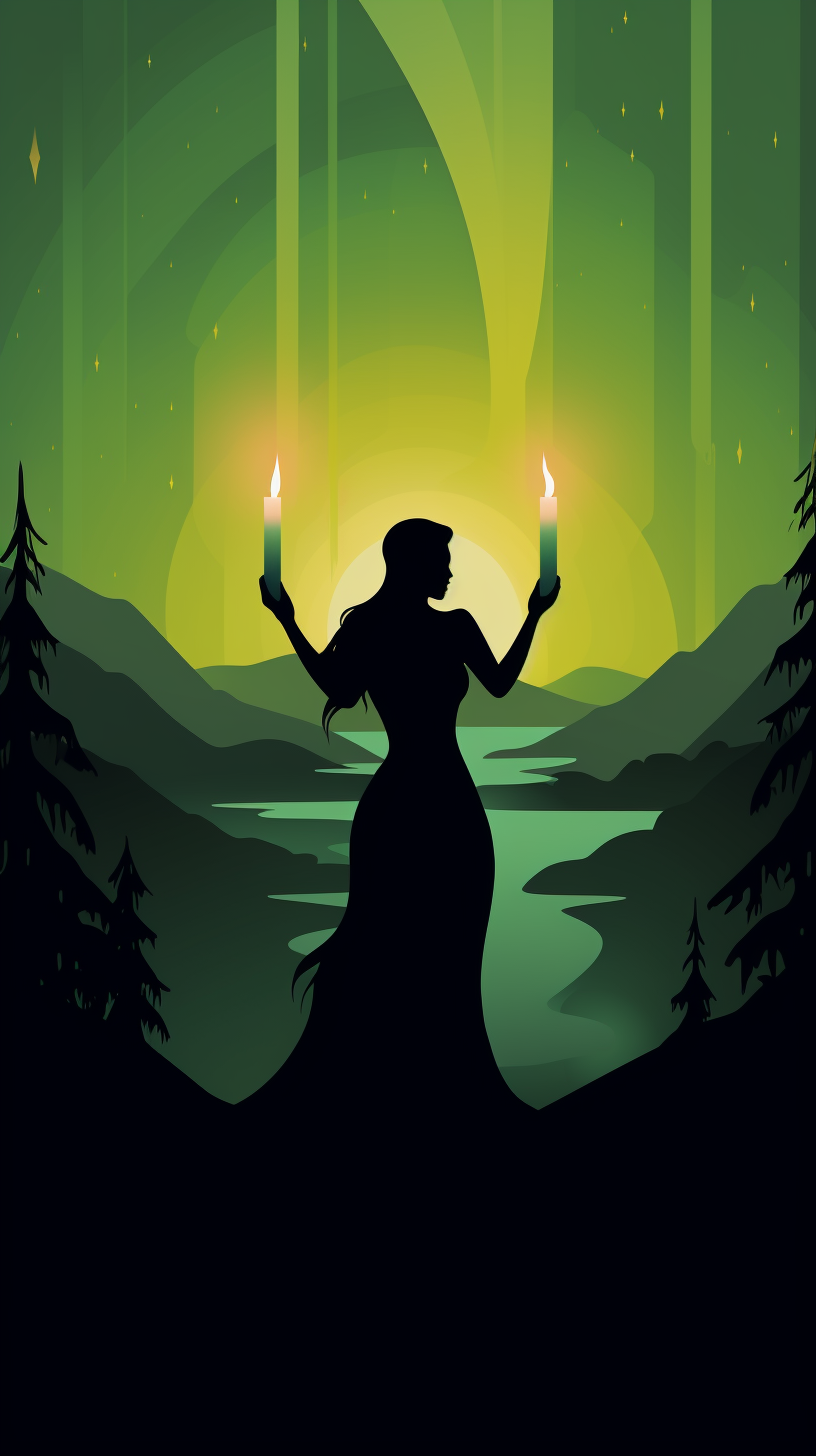 Silhouette of Goddess Holding a Candle