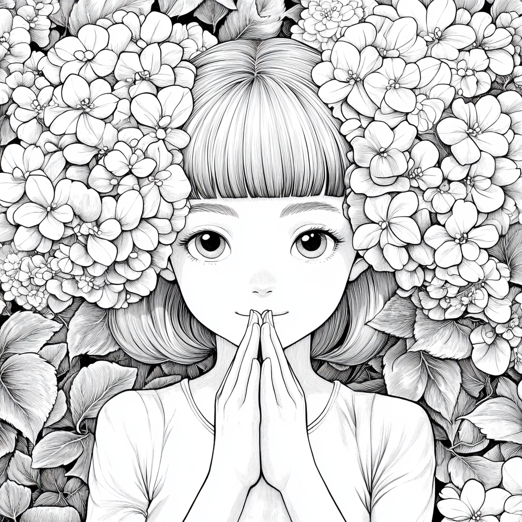 Goddess Hydrangea Gratitude Coloring Page