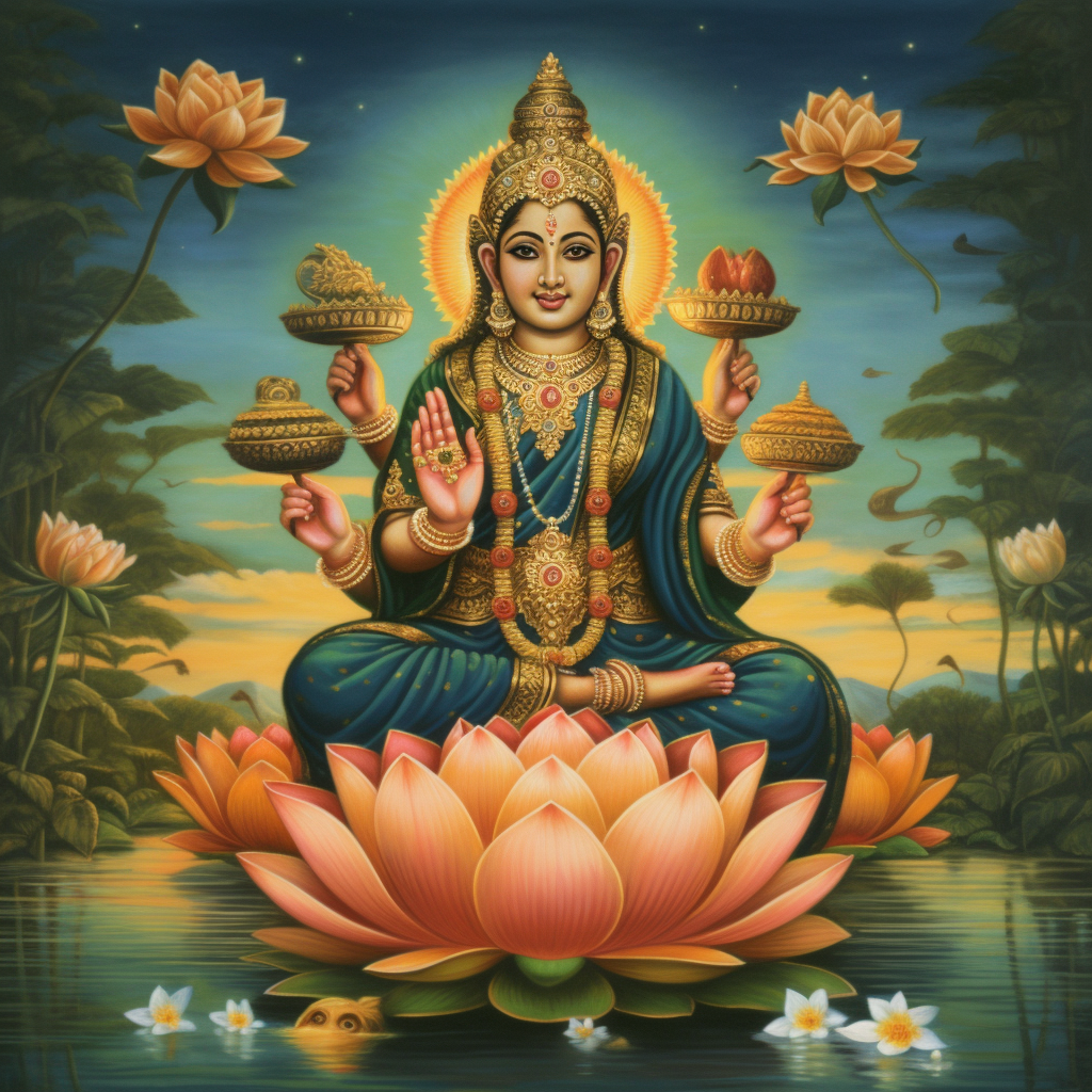 Goddess Lakshmi and the Buddha, symbolizing divine blessings