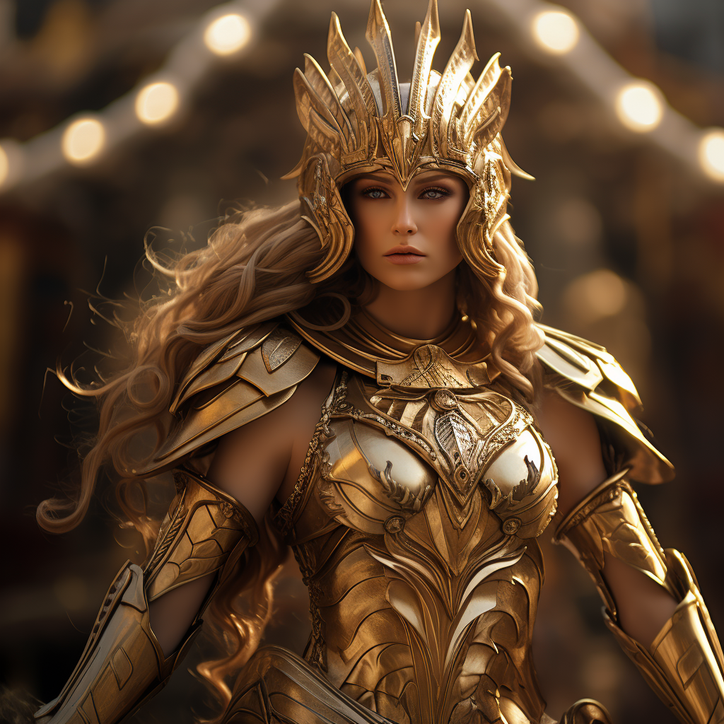 Pallas Athena in golden armor