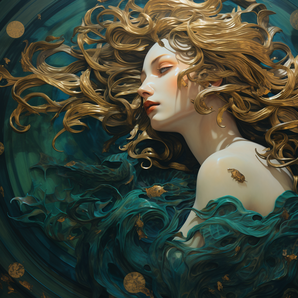 Close-up of Peaceful and Loving Goddess of the Ocean