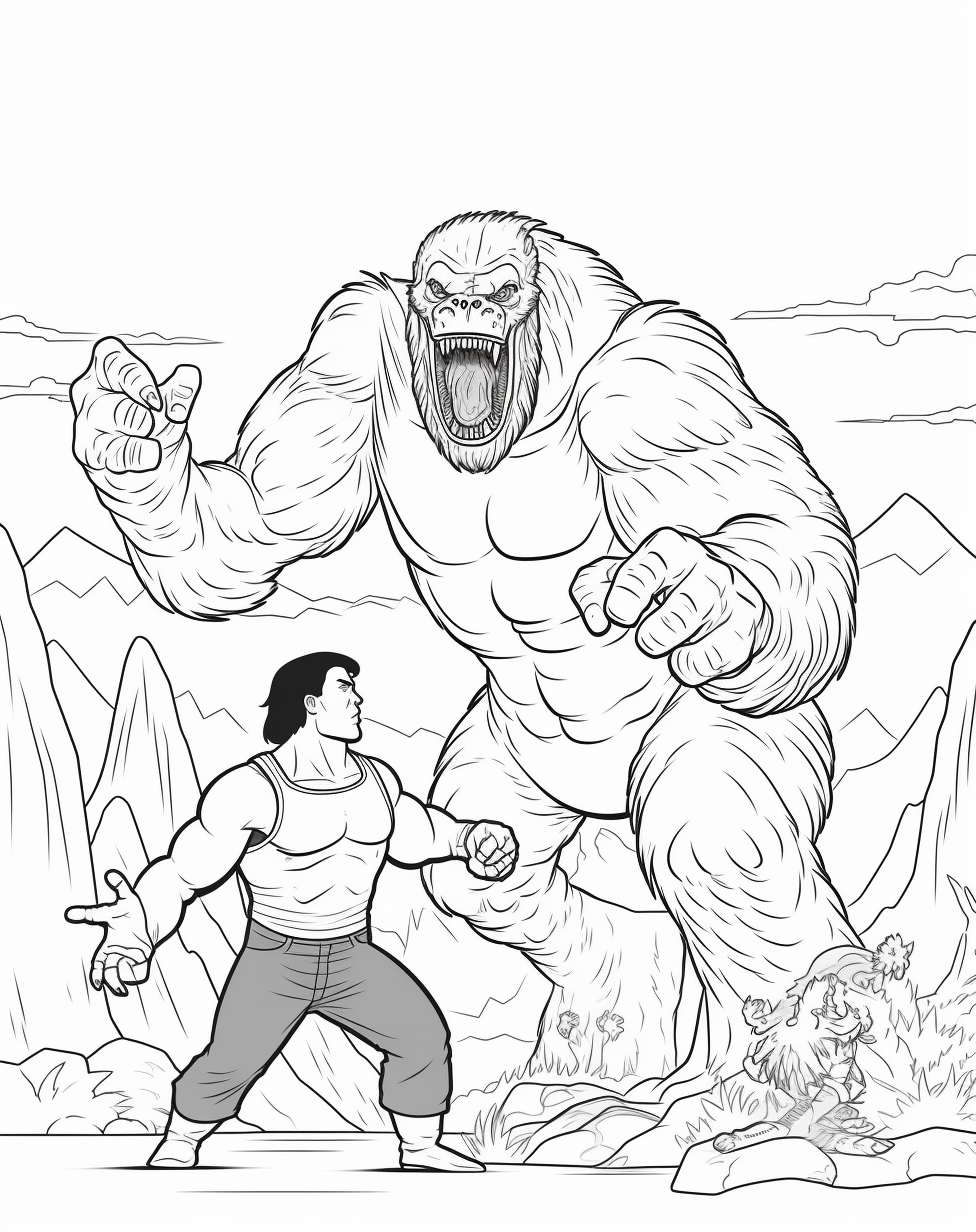 Godzilla fighting giant gorilla picture