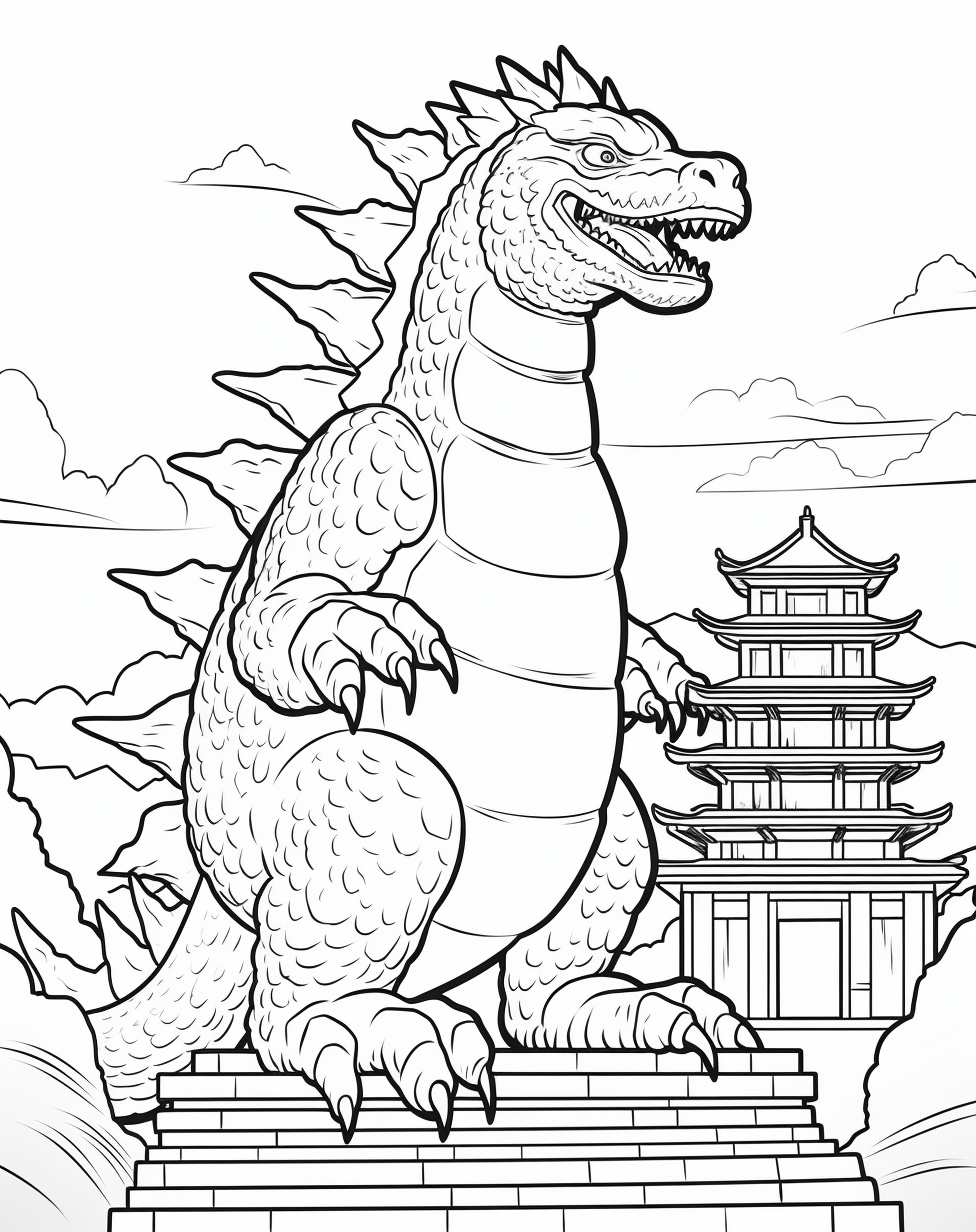 Godzilla Saving Japan Coloring Page