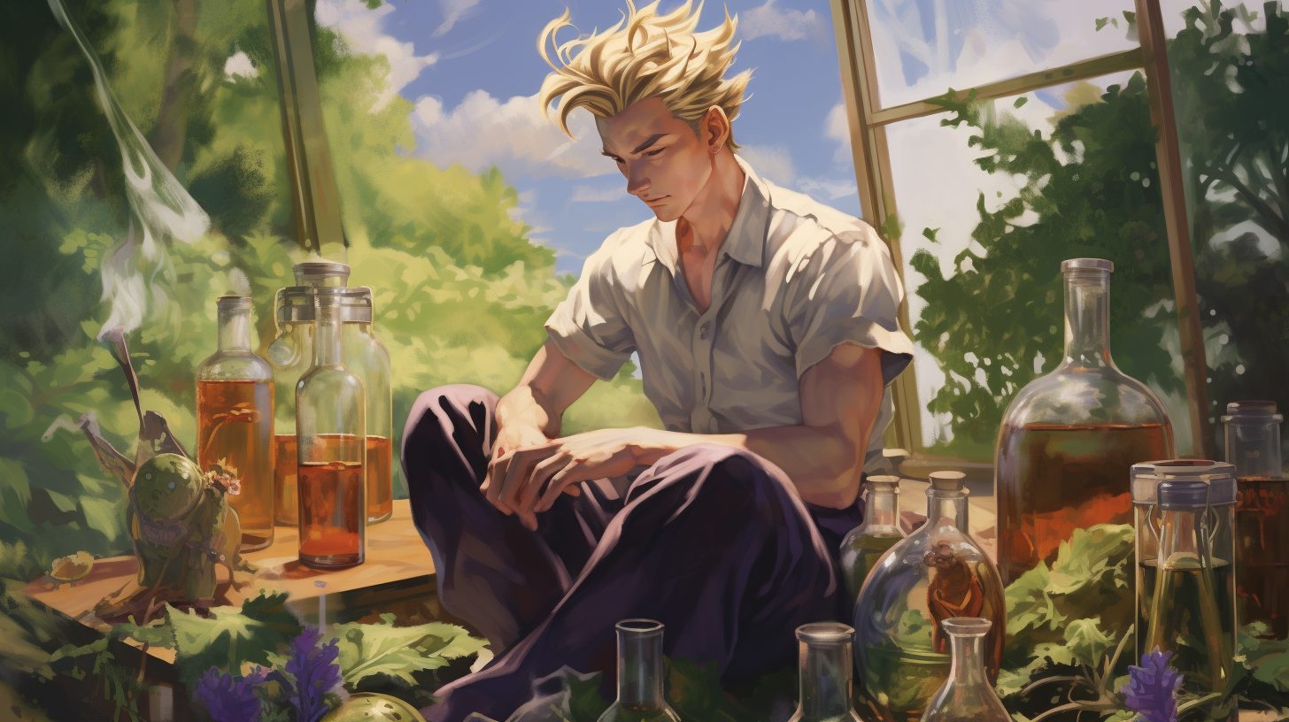 Super Saiyan Gohan studying marijuana and vodka