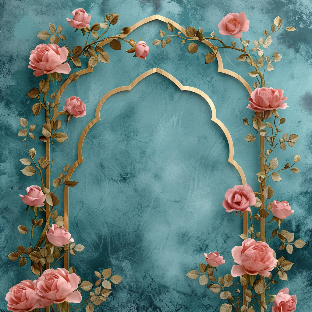 Gold Arabic Arch Frame Roses