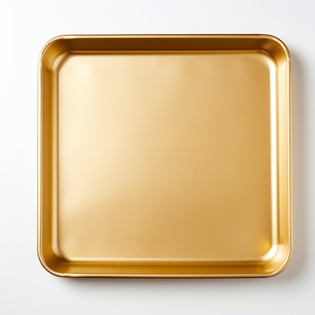 Beautiful gold baking tray on white