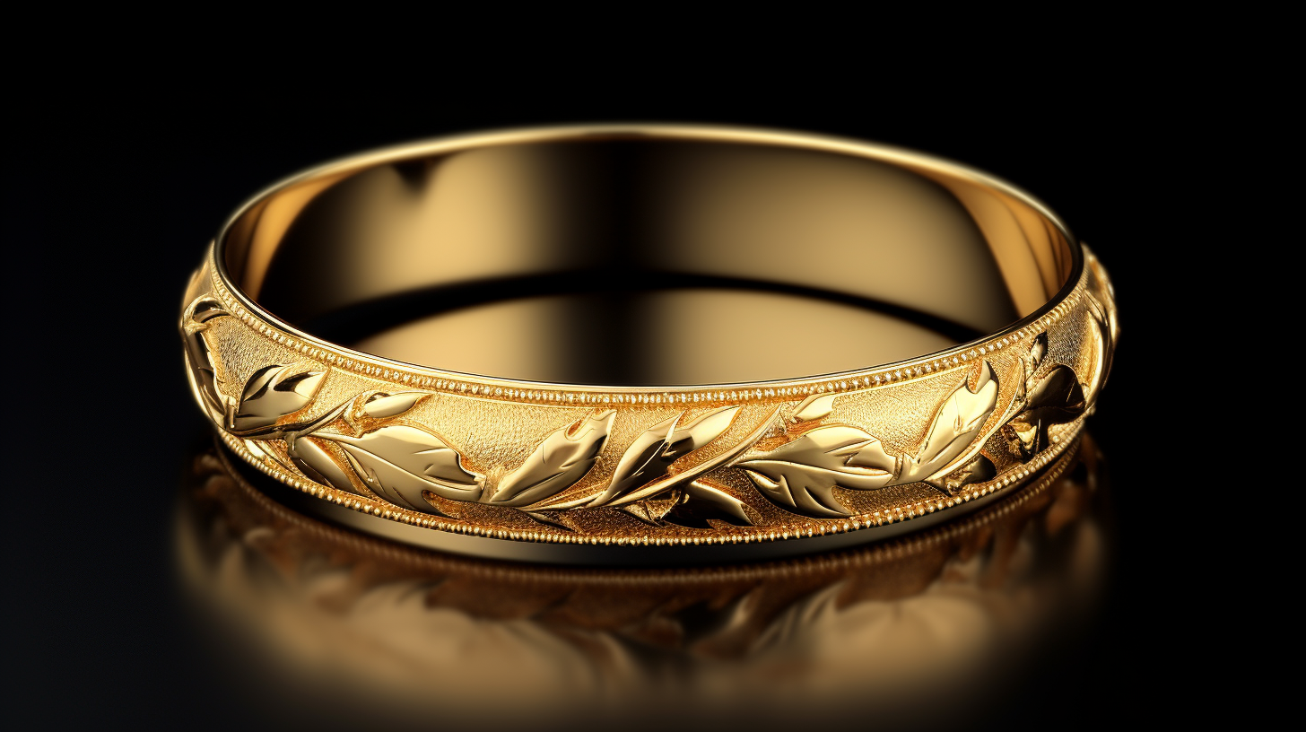 Gold Bangle Bracelet White Background