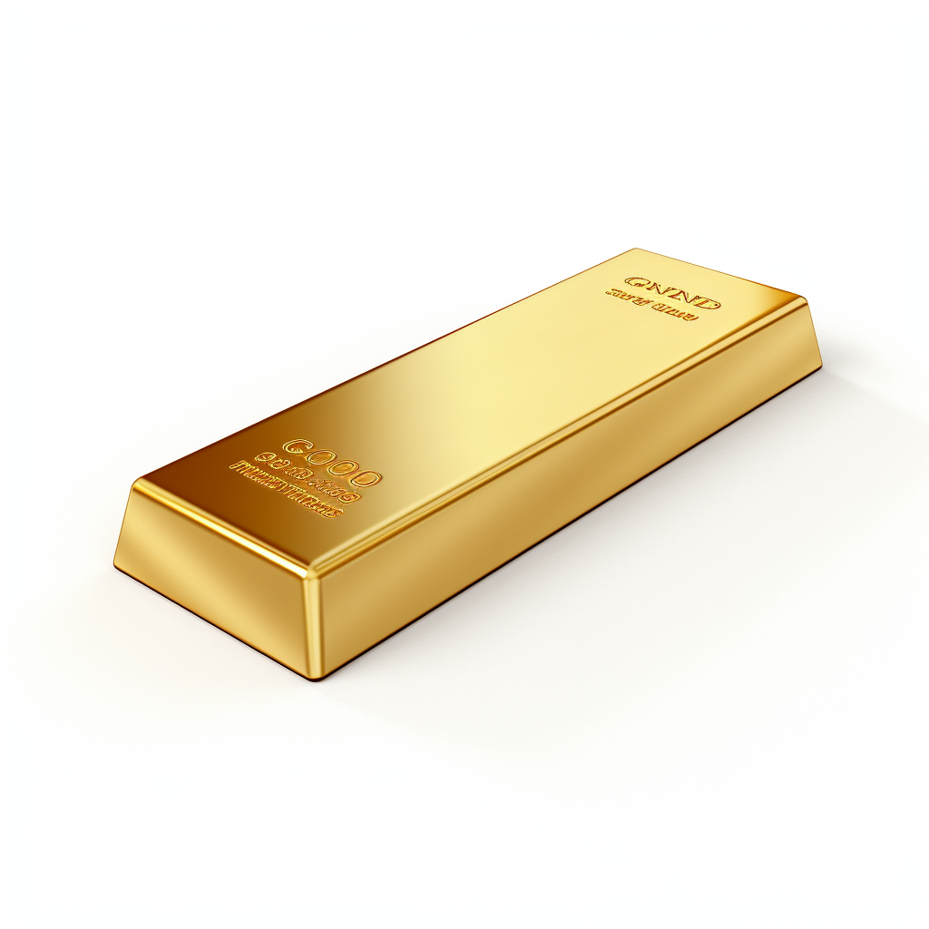 Gold bar on white background