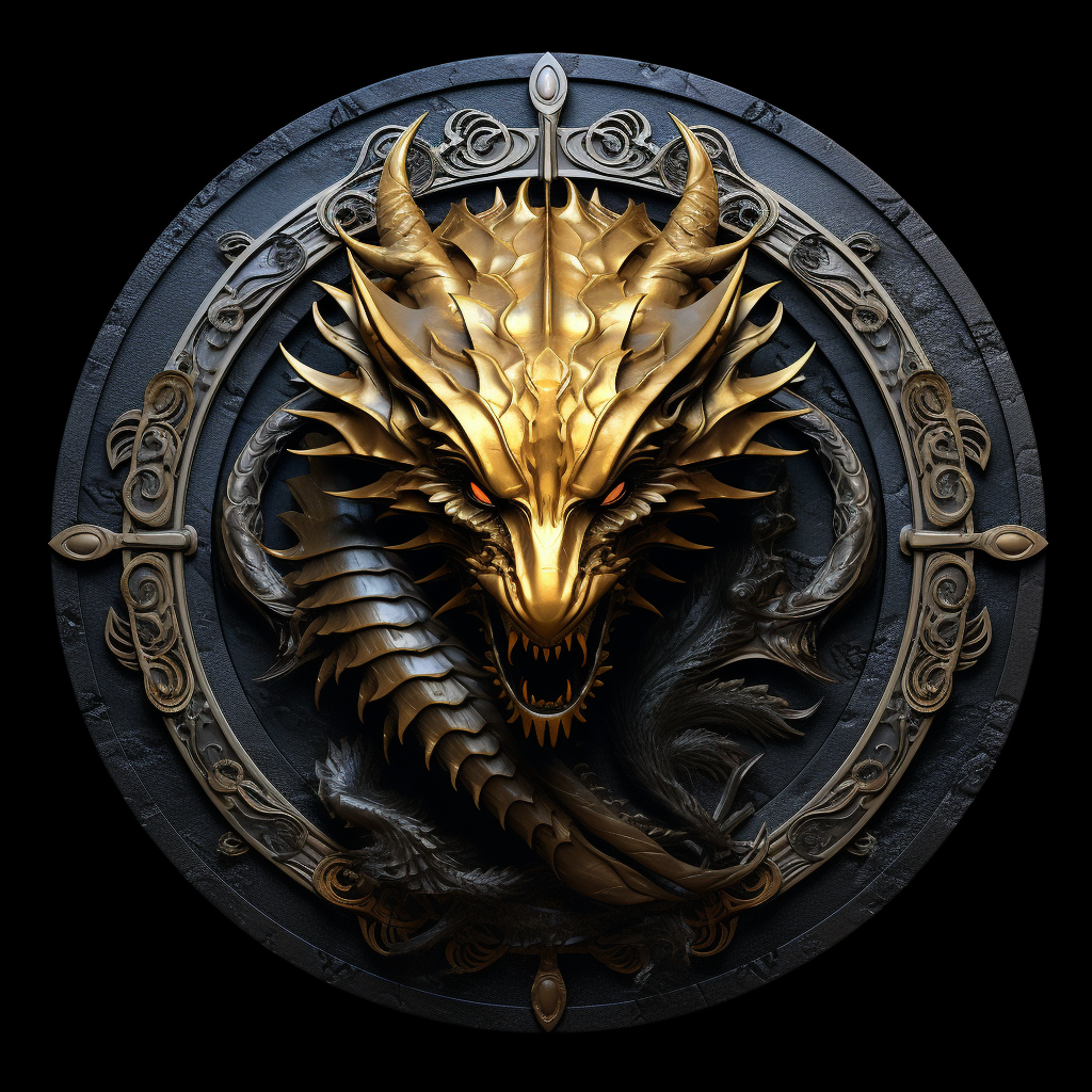 Stunning gold and black dragon emblem